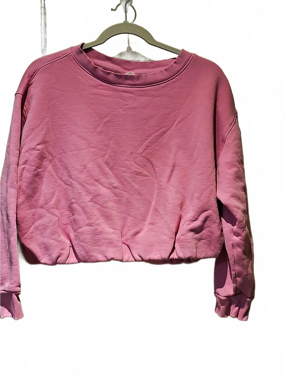 Universal Thread Pink Cropped Crewneck Sweatshirt Bubble Hem Long Sleeve  Medium